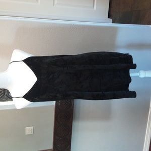 Josie natori small black velvet dress with slits v neck party mini